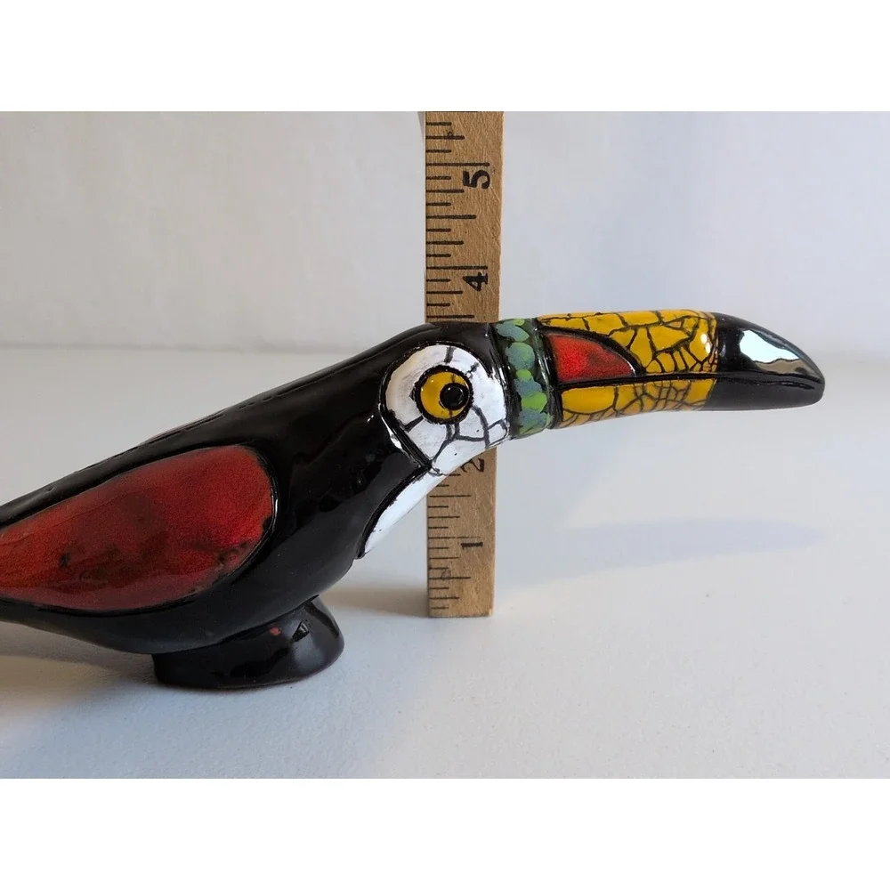 Vintage Multicolored Brazilian Ceramic Toucan Wall Hanger 11